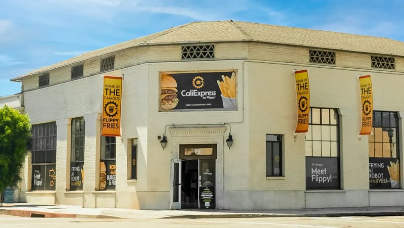 Exterior of the CaliExpress by Flippy robot-run restaurant at 561 E. Green St., Pasadena